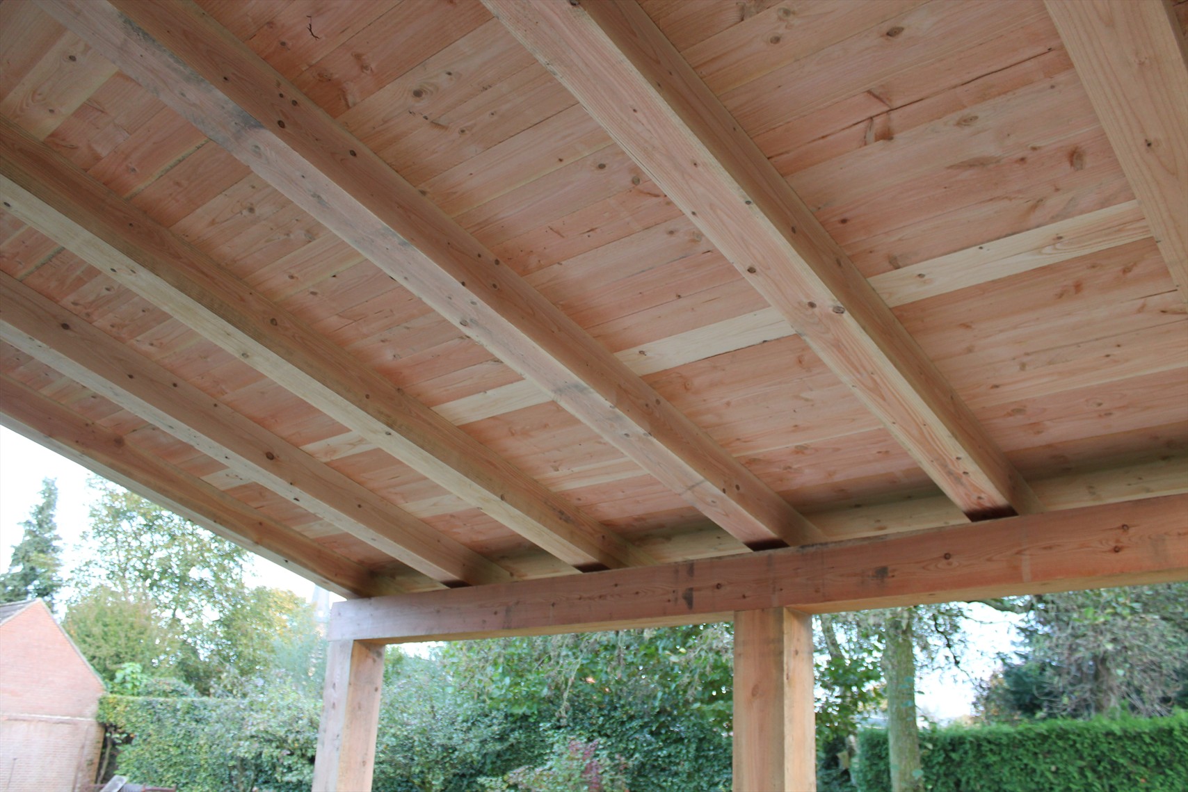 ouder bijtend Stewart Island Douglas Overkapping plat dak tegen gevel 4 x 3,5m | Online Veranda Shop